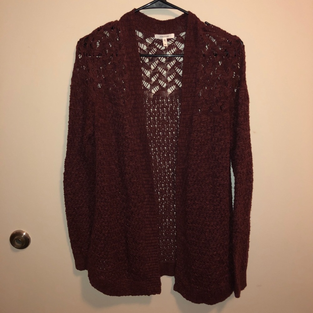 Maroon knitted cardigan